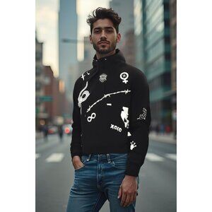 Dark-Sundaze Rue 21 Hoodie Medium Black White Unisex